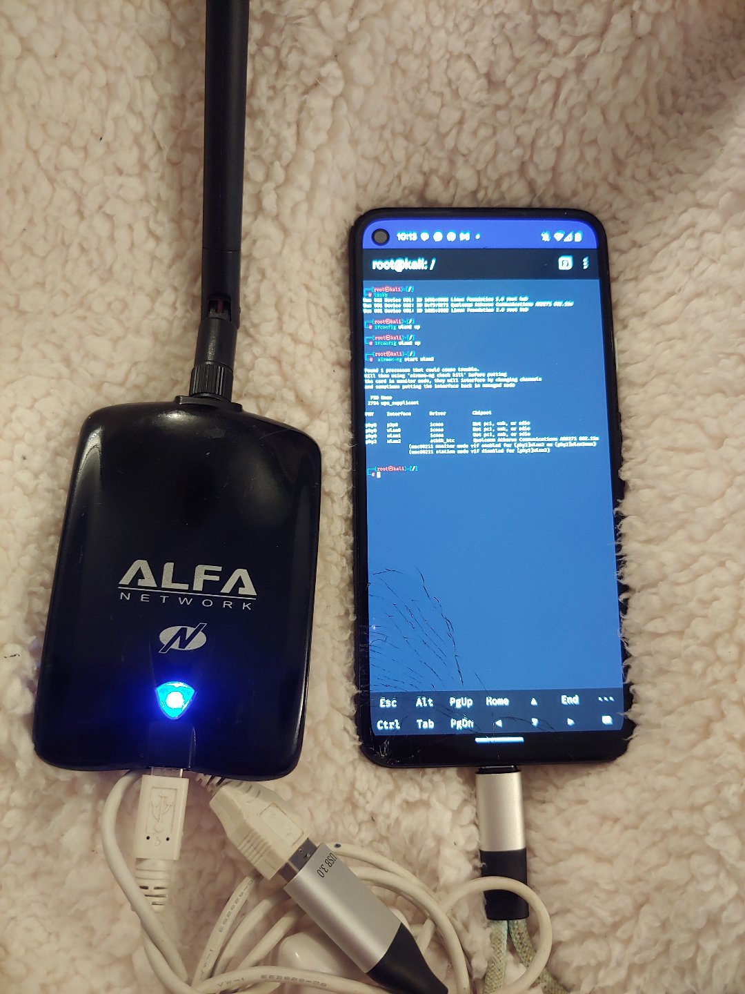 Alfa adapter in monitor-mode test